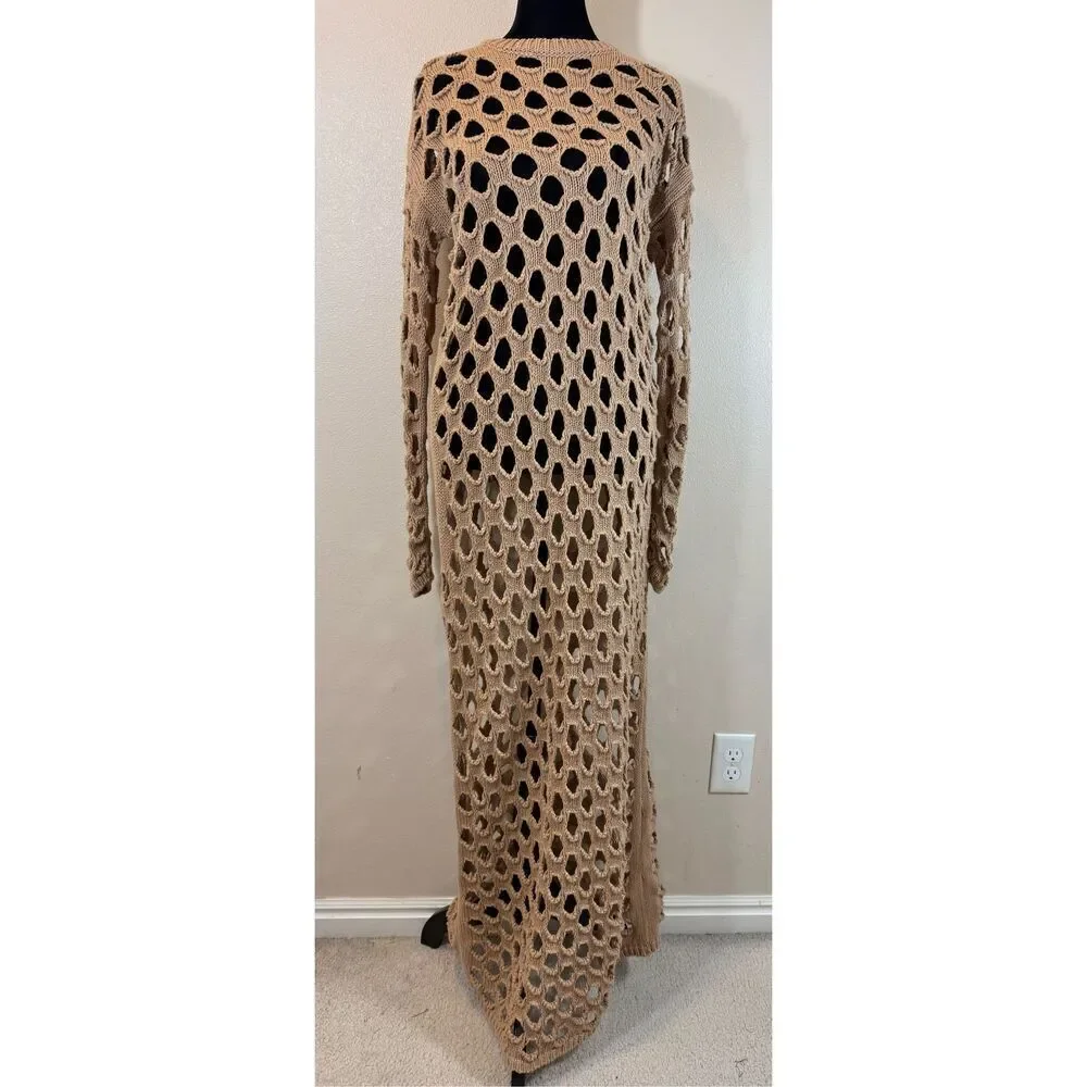 NWOT NA-KD Hole Knitted Maxi Dress Beach Cover-up Women’s Medium